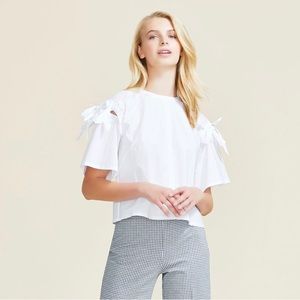 Pearl by Lela Rose Cotton Poplin Tie Detail Top